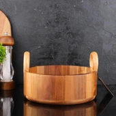 Mien Dayanıklı Akasya Yuvarlak Kulplu Derin Kase -7b130 thumbnail 3