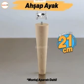 Ahşap 21 cm Ahşap Ayak Bağlantı Aparatlı Mobilya Koltuk Kanepe Sehpa Masa Ayağı Ayakları M8 Civatalı thumbnail 1