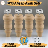 4 ADET Ahşap 17 cm Bağlantı Aparat Mobilya Koltuk Kanepe Berjer Ayağı Yükseltici Ayakları M8 Civata - 1
