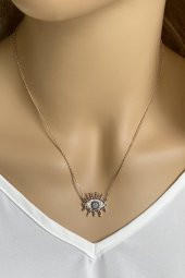Rose Zirkon Taşlı Göz Zincir Kolye - 1