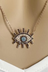 Rose Zirkon Taşlı Göz Zincir Kolye - 2