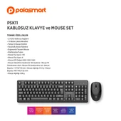 Polosmart PSK11 Kablosuz Q Klavye Ve Mouse Set Sİyah - 2
