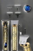 Tıraş Makinesi Şarjlı Profesyonel Saç Kesme Makinesi Gold Çizik Tıraş thumbnail 4