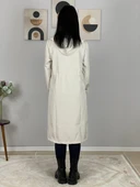 Kadın Kapüşonlu Çizgili Astarlı Krem Trençkot thumbnail 5