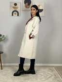 Kadın Kapüşonlu Leopar Astarlı Krem Trençkot - 3