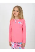 Kız Çocuk Love Me Baklı Uzun Kollu %100 Pamuklu Düğme Detaylı Pijama Takımı  10/15 Yaş - 2