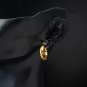 Twin Kumlu Halka Altın Küpe 22 Ayar Orta Boy thumbnail 2