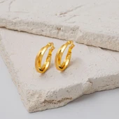 Twin Kumlu Halka Altın Küpe 22 Ayar Orta Boy thumbnail 3