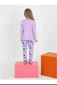 Kız Çocuk Love Me Baklı Uzun Kollu %100 Pamuklu Düğme Detaylı Pijama Takımı  10/15 Yaş - 4