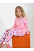 Kız Çocuk Love Me Baklı Uzun Kollu %100 Pamuklu Düğme Detaylı Pijama Takımı  10/15 Yaş - 1