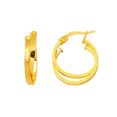 Twin Kumlu Halka Altın Küpe 22 Ayar Orta Boy thumbnail 1