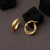 Twin Kumlu Halka Altın Küpe 22 Ayar Orta Boy thumbnail 4