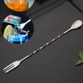 Perlotus 304 Çelik 32 Cm Çift Başlı Burgulu Barmen Kokteyl Karıştırma Kaşığı - 1