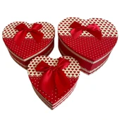 Hediye Kutusu Karton 3 lü Kırmızı Beyaz Kurdeleli - Mavi Su Dünyası - 4