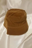 Şapka Bucket Şapka Balıkçı Kova Şapka Unisex Yuvarlak Şapka Kahve Kadife - 5