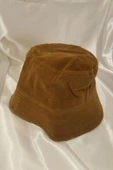 Şapka Bucket Şapka Balıkçı Kova Şapka Unisex Yuvarlak Şapka Kahve Kadife - 2