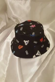 Şapka Bucket Şapka Balıkçı Kova Şapka Unisex Yuvarlak Şapka Figürlü - 2