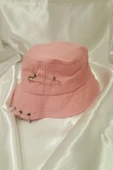 Şapka Bucket Şapka Balıkçı Kova Şapka Unisex Yuvarlak Şapka Açık Lila Zincir Piercing Li - 3