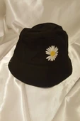 Şapka Bucket Şapka Balıkçı Kova Şapka Unisex Yuvarlak Şapka Papatya İşlemeli - 5