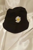 Şapka Bucket Şapka Balıkçı Kova Şapka Unisex Yuvarlak Şapka Papatya İşlemeli - 4