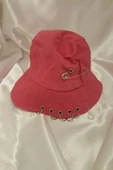 Şapka Bucket Şapka Balıkçı Kova Şapka Unisex Yuvarlak Şapka Şeker Pembe Zincir Piercing Li - 3