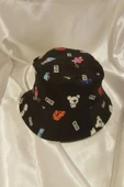 Şapka Bucket Şapka Balıkçı Kova Şapka Unisex Yuvarlak Şapka Figürlü - 1