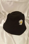 Şapka Bucket Şapka Balıkçı Kova Şapka Unisex Yuvarlak Şapka Papatya İşlemeli - 2