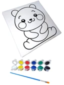 Hayal Sepeti SEVİMLİ PANDA Resimli Tuval 20 X 20 6lı boya, fırça Boyama seti - 1