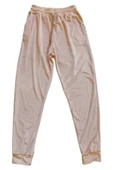 Parlak Kadife Cepli Pantolon Eşofman Pijama Altı Unisex Lastikli Paça Bej - 1