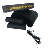 DİKİŞLİ DİREKSİYON KILIFI SİYAH DERİ SİYAH DİKİŞLİ OPEL VECTRA A İÇİN - 2