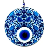 Yaprak Desenli El Yapımı Cam Nazar Boncuğu Yaprak Desenli Cam Duvar Süsü - 1
