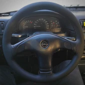 DİKİŞLİ DİREKSİYON KILIFI SİYAH DERİ SİYAH DİKİŞLİ OPEL VECTRA A İÇİN - 1