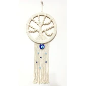 Nazar Boncuklu Ekru Renk Makrome Hayat Ağacı Duvar Süsü thumbnail 2