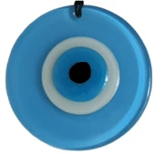 Nazar Boncuklu Deri İpli Bebe Mavisi Renginde Cam Duvar Süsü thumbnail 3