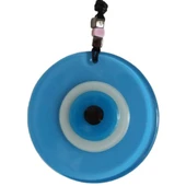 Nazar Boncuklu Deri İpli Bebe Mavisi Renginde Cam Duvar Süsü thumbnail 2