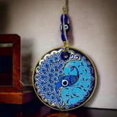 Yaldızlı Nazar Boncuklu Tavus Kuşu Duvar Süsü Cam Duvar Dekoru thumbnail 4