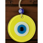 Mini Boy Sarı Nazar Boncuklu Duvar Süsü 10 Cm Cam Duvar Dekoru - 1