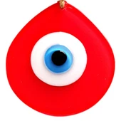 Nazar Boncuklu Damla Model Nar Çiçeği Rengi El Yapımı Cam Duvar Süsü thumbnail 2