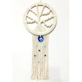 Nazar Boncuklu Ekru Renk Makrome Hayat Ağacı Duvar Süsü thumbnail 3