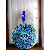 Prizma Desen Nazar Boncuklu Gözlü Duvar Süsü Cam Duvar Dekoru thumbnail 3