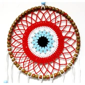 Nazar Boncuğu Motifli Düş Kapanı El Yapımı Kırmızı Duvar Süsü thumbnail 2