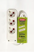 Amiral 3' Lü Topraklı 3 Metre Kablolu Grup Priz - 1