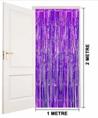 Mor Renk Ekstra Metalize Parlak Saçaklı Arka Fon Perde İthal A Kalite 1x2 Metre thumbnail 2