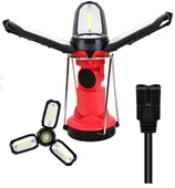 P-8801 Şarjlı Katlanabilir 3xcob Led+ 3w Led Çok Fonksiyonlu Kamp Feneri thumbnail 1