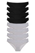 8 adet Süper Eko Set Likralı Kadın Slip Külot Siyah Gri thumbnail 1