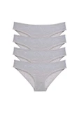 4 adet Süper Eko Set Likralı Kadın Slip Külot Gri thumbnail 1
