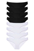 8 adet Süper Eko Set Likralı Kadın Slip Külot Siyah Beyaz thumbnail 1