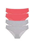 4 adet Süper Eko Set Likralı Kadın Slip Külot Fuşya Gri thumbnail 1