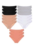 15 adet Süper Eko Set Likralı Kadın Slip Külot Siyah Ten Gri Beyaz Pudra thumbnail 1