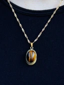 Doğal Taş Kaplangözü Doğal Taşlı Kadın Zincirli Kolye euk4kg thumbnail 2